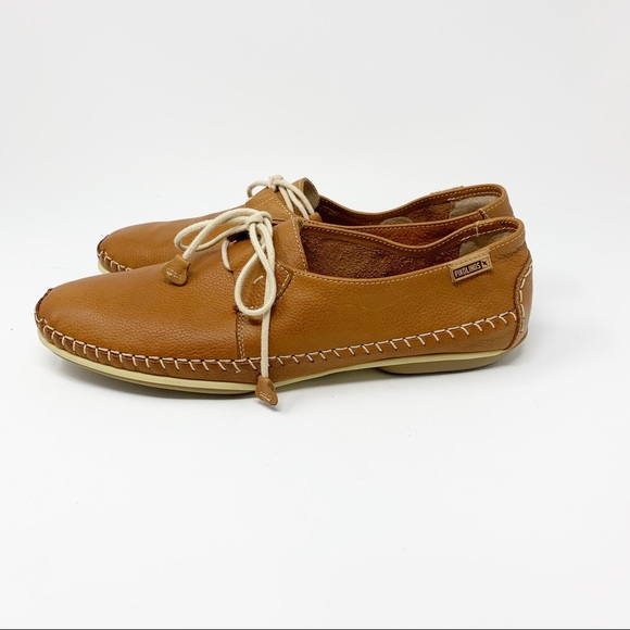 Pikolinos Brown Stitched Leather Tie Loafers Sz 41 - Picture 2 of 11
